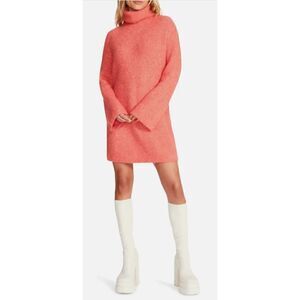 Steve Madden Womens Small Abbie Sweater Dress In Orange Dot